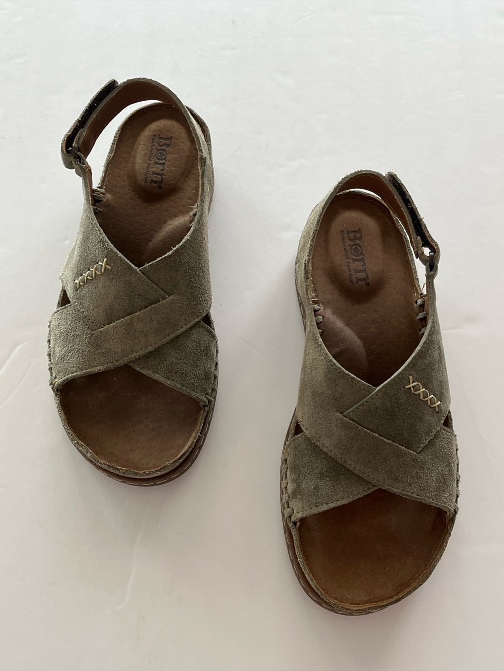 Born Ebba New With Box Suede Slingback Sandals Army Green Size 7/8 US 37/38 EU